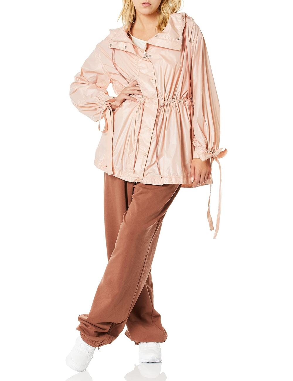 PUMA Womens Bow Cuff Parachute Jacket Cameo Rose Large One Size